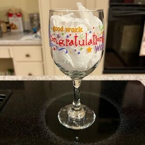 “Congratulations” Wine Glass with Colorful Design